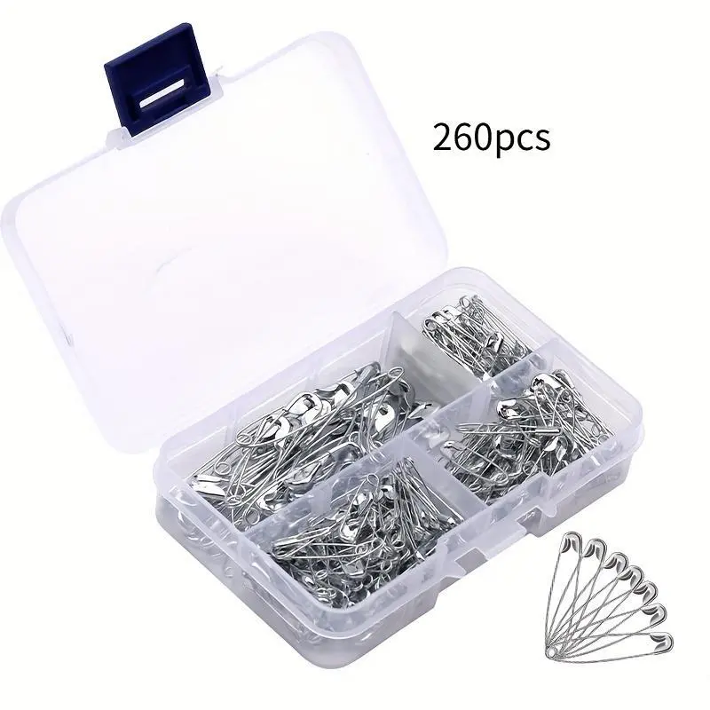 Five sizes of silver nickel plated safety loop pins - multi-purpose fixed special old-fashioned safety pins Sewing Pins