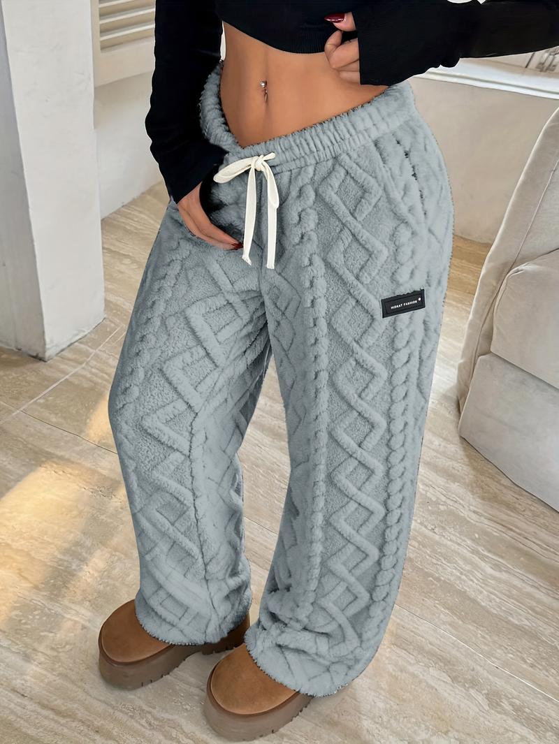 Women's Winter Casual Fleece-Lined Pants with Drawstring Waist | Suitable for Home Wear & Outdoor Leisure