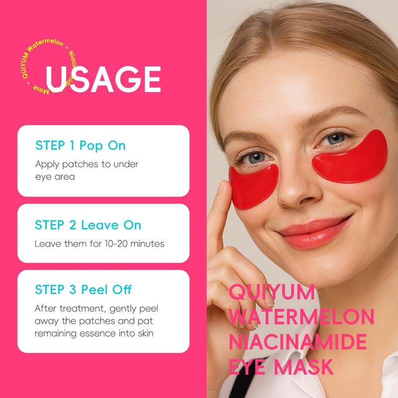 Quiyum Watermelon Niacinamide Eye Mask Patches 6g, 10pcs/20pcs Moisturizing Eye Masks
