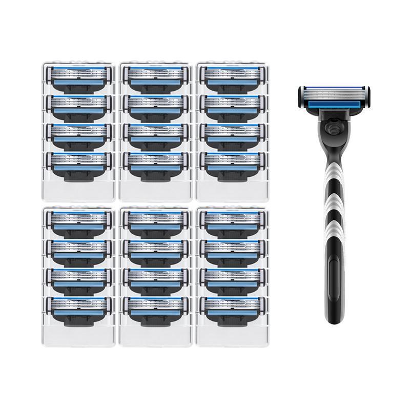 Manual Razor Holder & Blade Refills Set, 1 Set Handheld Razor Holder with Blade Replacement Heads, Men's Care Shaving Tool for Daily Use, Trending Products, Christmas Gift
