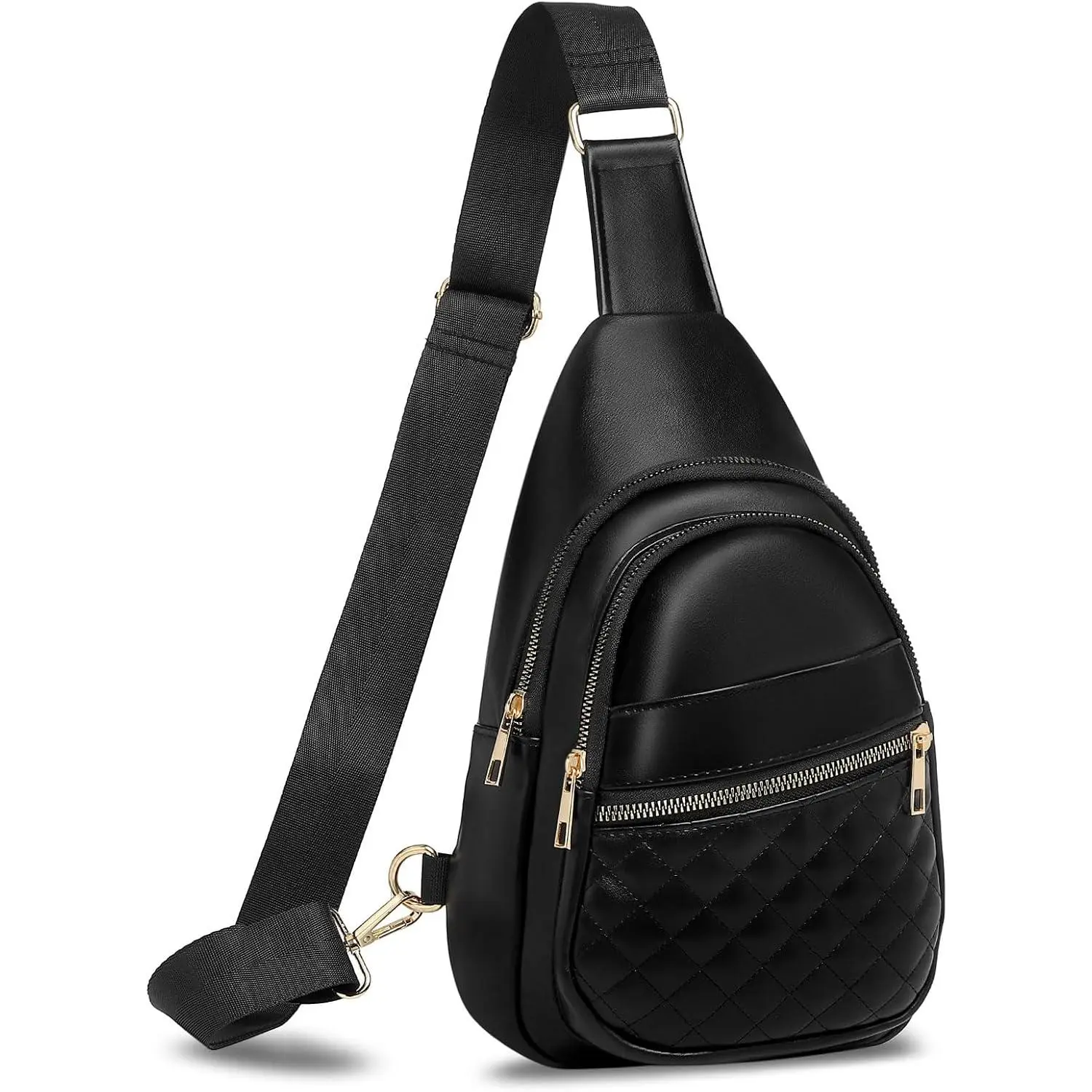 Crossbody Bags for Women Men,Leather Sling Bag   Backpack for Women, Casual Chest Bag Daypack for Travel Hiking, Black