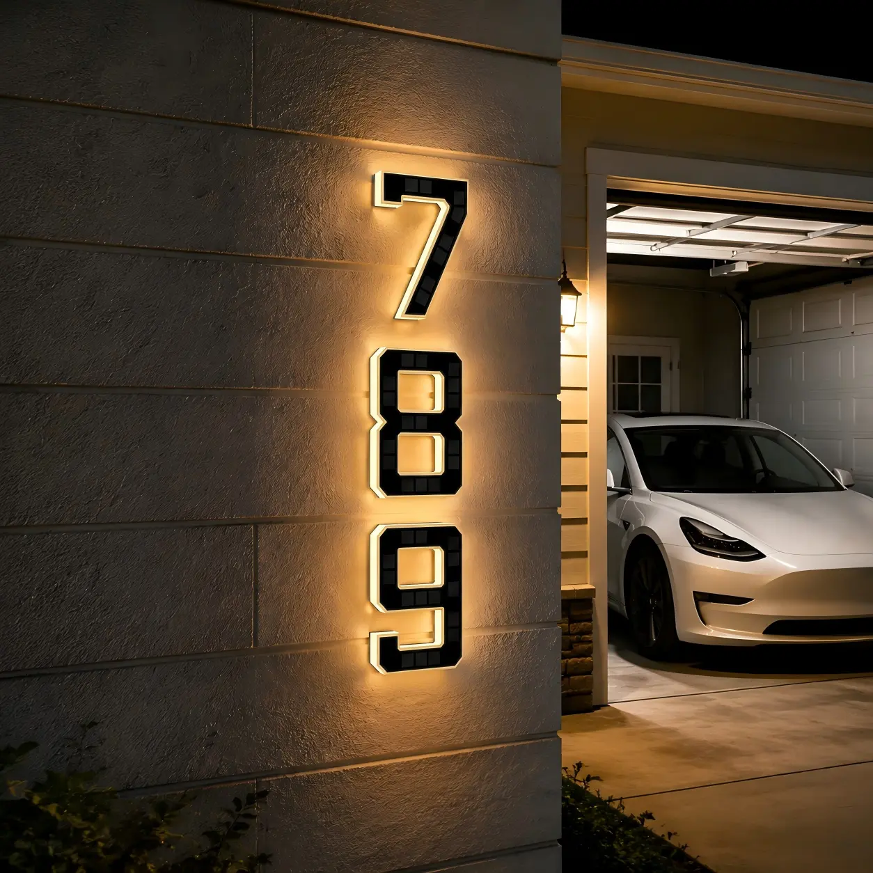 4.7Inch Solar Lighted House Numbers for Outside, Light Up Waterproof LED Address Signs for Houses, Backlit Illuminated Exterior Modern House Numbers Light
