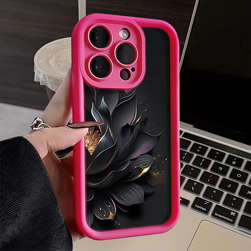 Aesthetic Black Gold Lotus iPhone Case for iPhone 17 16 Pro Max 15 Pro 14, Luxury Full Protection Shockproof Cover, Trendy Floral Phone Case Aesthetic Black Gold Lotus iPhone Case for iPhone 17 16 Pro Max 15 Pro 14, Luxury Full Protection Shockproof Cover, Trendy Floral Phone Case