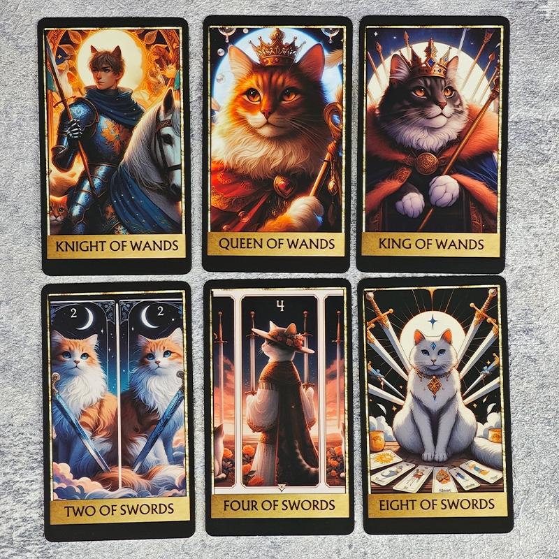 Quirky Cat Tarot Deck, Unique Hand-Drawn Illustrations, Perfect for Beginners & Experienced Readers, Ideal Gift for Cat Lovers, 78 Cards