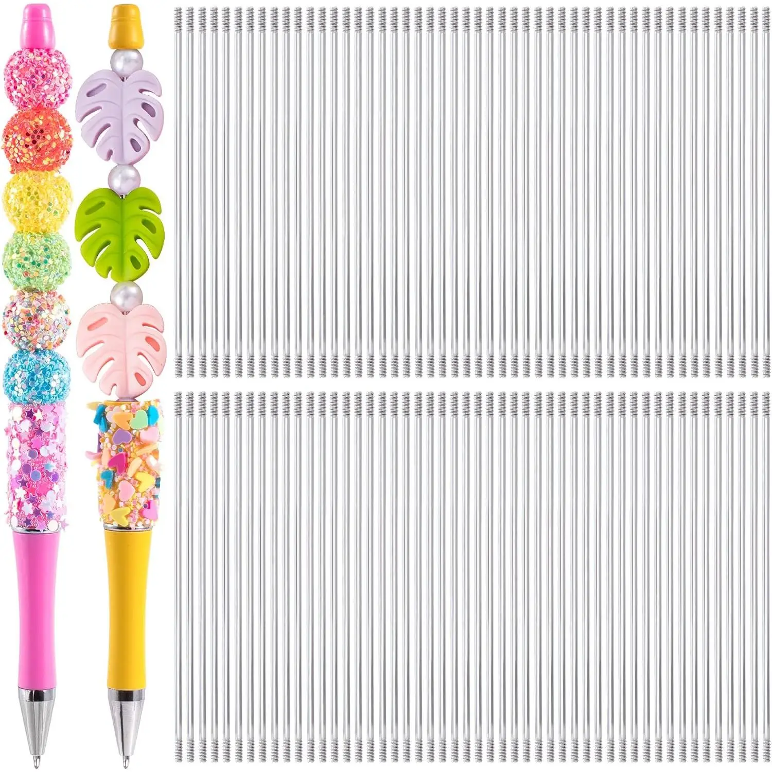 100 count Rust-Resistance Stainless Steel Pen Extenders for Beadable Pens, Beadable Pen Extender Rods, Metal Blank Bars for Beadable Pens (3.81 Inches)