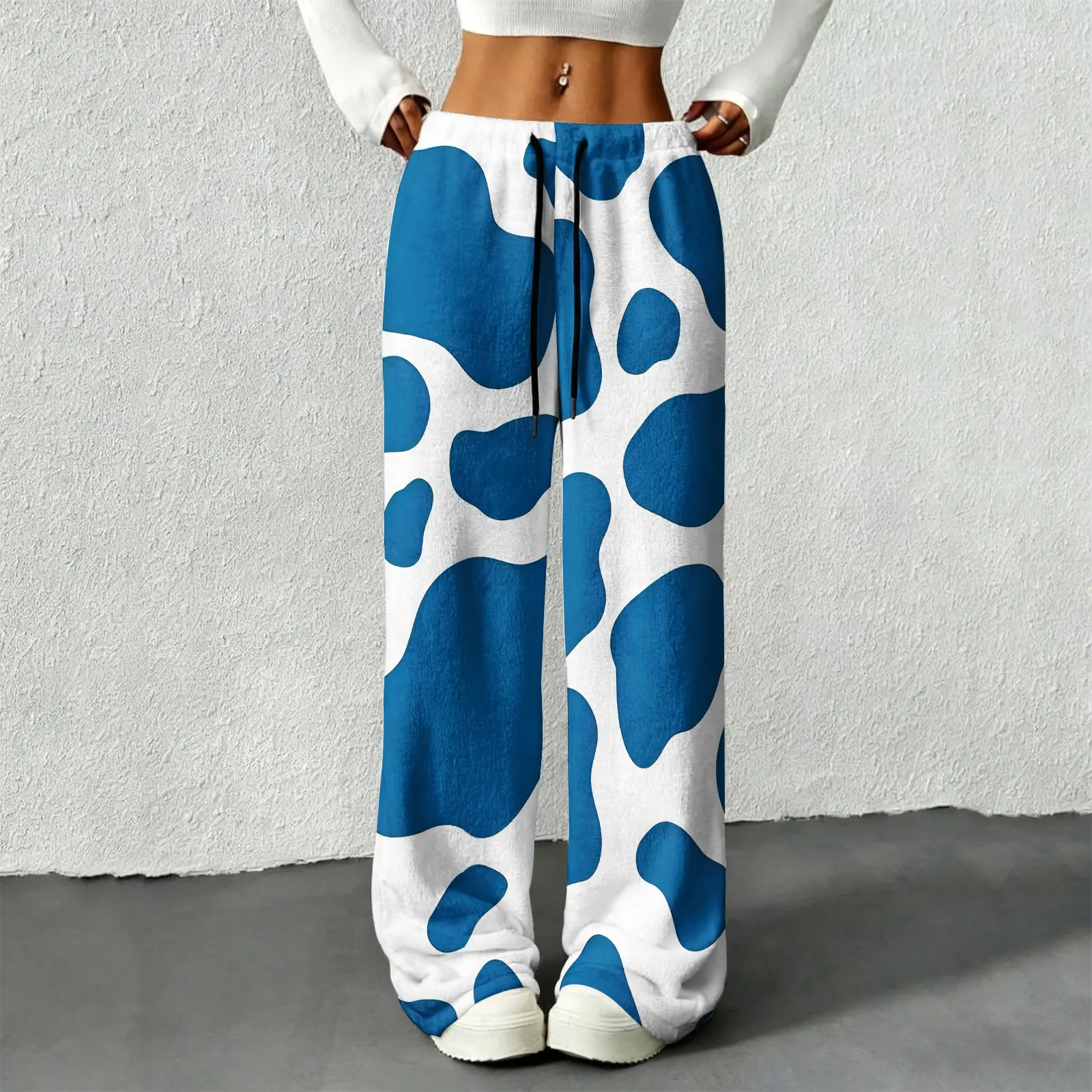 Pajama Bottoms for Women Fluffy, Soft Plush Pajama Pants Women Flannel Lounge Pants Plus Size Elasticated Waist Warm Comfy Cute Print Wide Leg Trousers