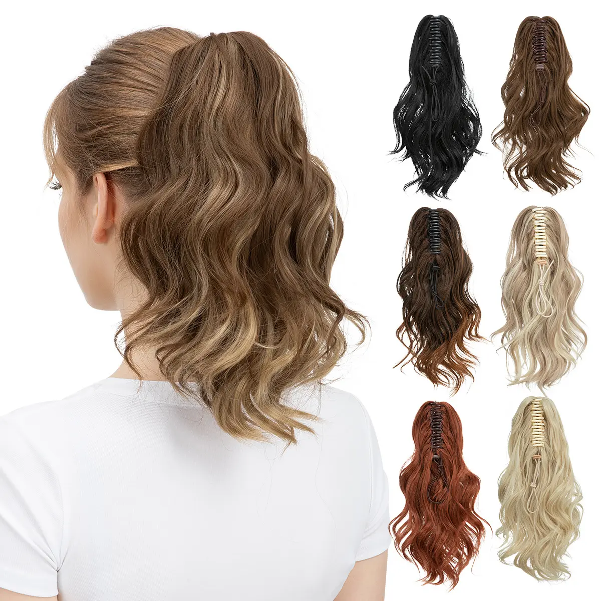 Women's Short Ponytail Hair Extension – Pearly Curly High Ponytail, Natural Fluffy Curls with Jaw Clip