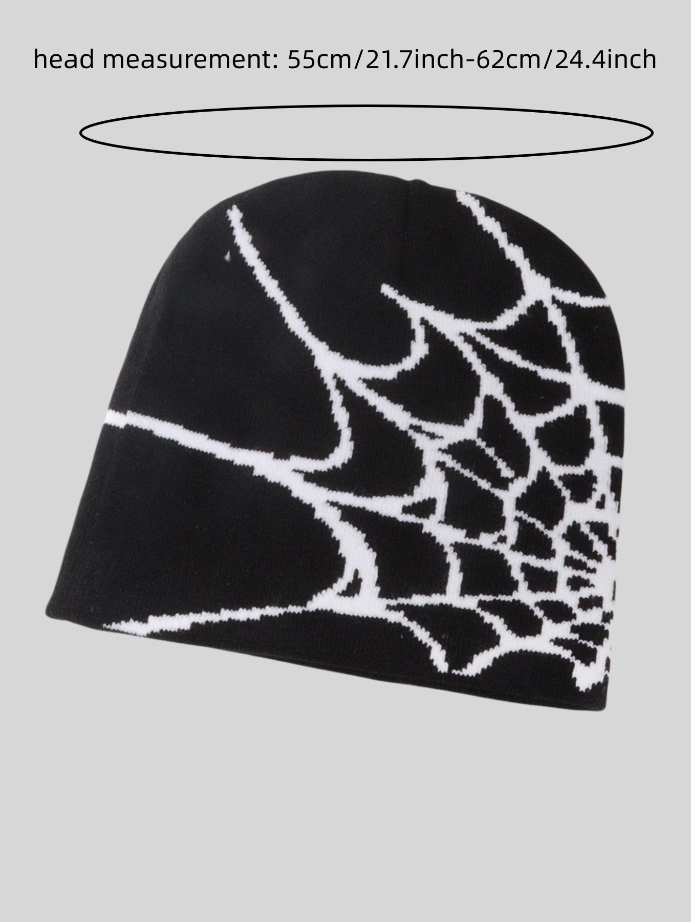 Unisex Streetwear Spider Web Design Unique Beanie Hat, 1 Piece Casual Trendy Street Style Beanie Hat, Fashionable Hat for Fall & Winter