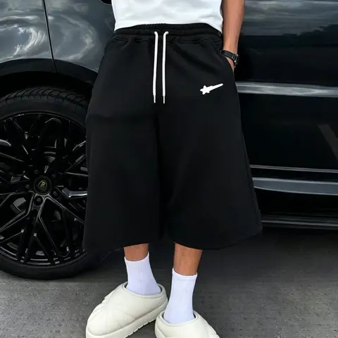 Men's Fashion Street Style Sweatpants Streetwear, Loose-Fit Six-Quarter Length, Comfortable Breathable Fabric, Premium Solid Color for Daily Wear
