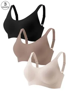 Women's Wireless Backless Bra Set, Slim-Fitting Full Coverage Design, Quick-Release Buckle Closure, Suitable for All Seasons