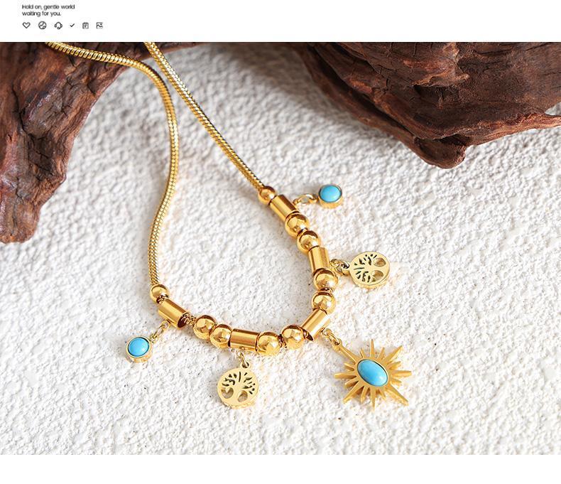 Fashion Stainless Steel Gilded Bracelet Necklace Set Woman 2 Pieces Luxury Bridal Wedding  Jewelry Accessories