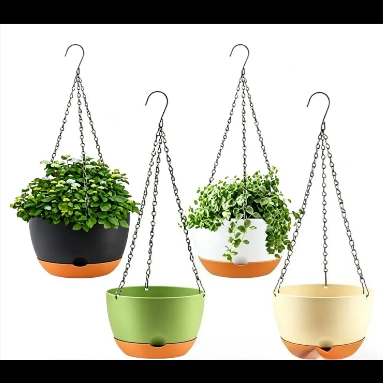 Thickened Hanging Flower Pot, Suspended Planter, 2 Large Pure Pots, Durable Plastic Material, Ideal for Home Decor & Gardening