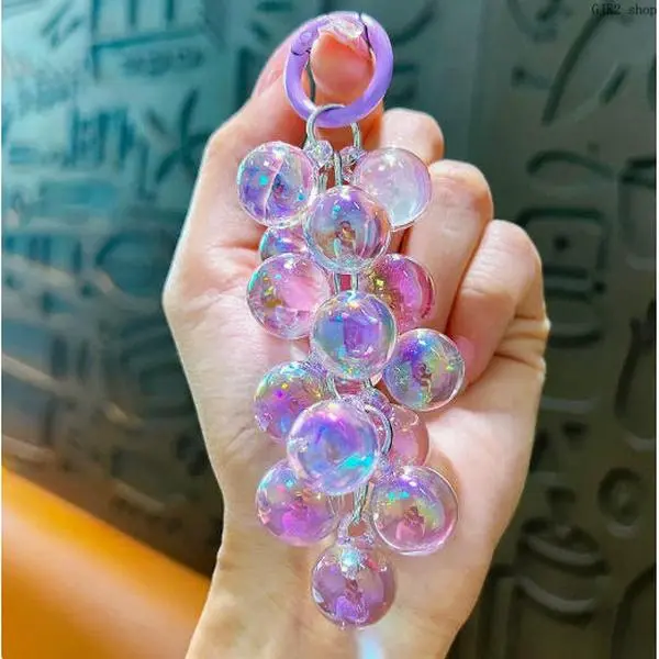 Cute Jelly Grape Fruit Keychain Set, Simulation Fruit Backpack Charm Gift for Girls
