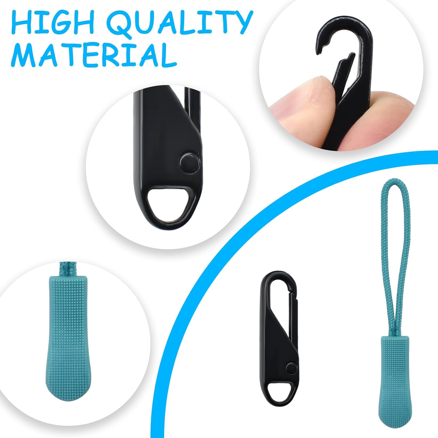 28 count Zipper Pull Replacement Kit - Detachable Zipper Cord Extension Fastener Metal Slider Replacement Fastener Nylon Rope for Luggage, Backpack, Jacket, Purse