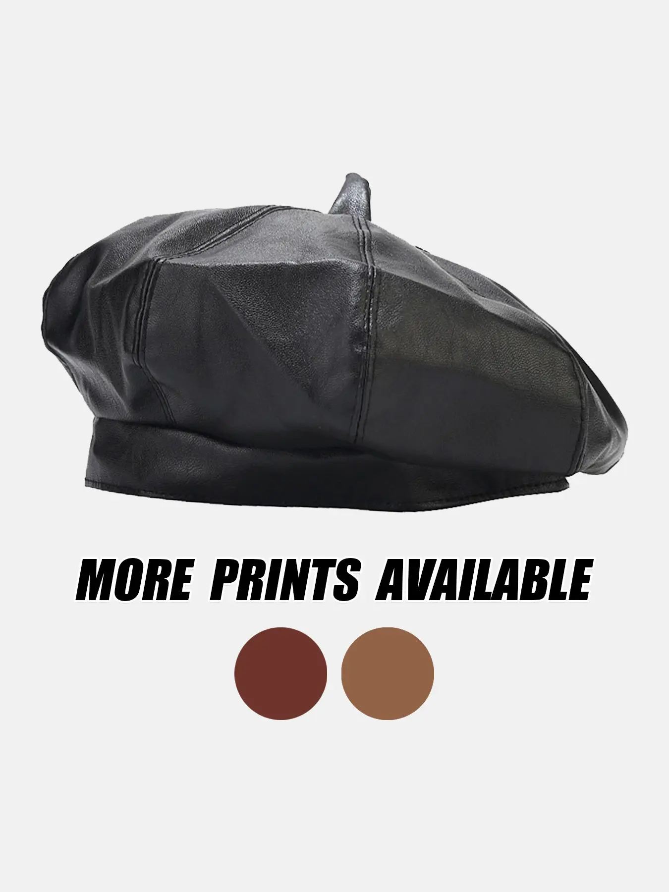 1PC ladies' imitation leather beret, a retro octagonal PU painted beret, a French retro soft pumpkin-colored beret, fashionable Casual street trend winter hat