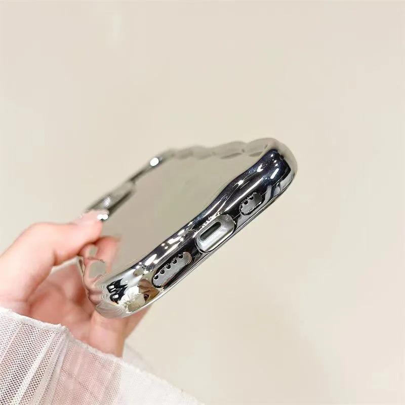 luxury plating makeup mirror case for iPhone 17Air 17 16 15 14 13 Pro Max 13 Pro 12 11 X Xs Max iPhone 15 / 15 Plus / 15 Pro / 15 Pro Max  electroplating silver soft shockproof phone cover