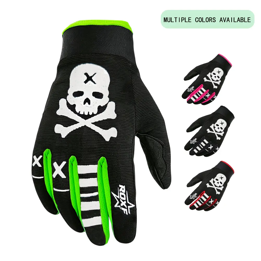 Fashion Pirate Skull Crossbone Graphic Men Full Finger Multi Sport Gloves Touch Screen Anti Slip Adjustable Wristband Lightweight Breathable For Cycling Scooter Skate Gym ATV Off Road Outdoor Work Gloves