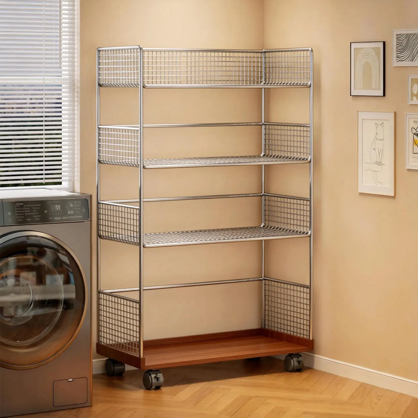 Multi - layer Bathroom Shelf Floor - standing Laundry Storage Cart for Home Kitchen Living Room Balcony Iron Organizer Shelving Unit