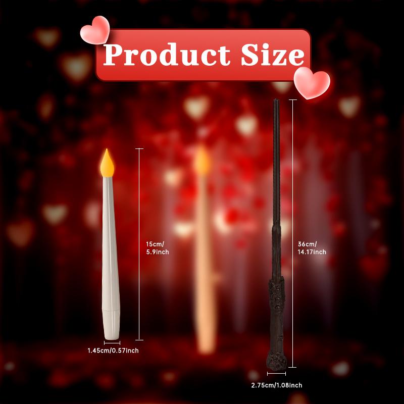 12, 24PCS floating candle, with wand, Christmas decoration, with wand remote, flicker warm light flameless hanging candle battery powered, LED candle, suitable for parties Halloween Set Traditional Switch Window Ornaments 12Pcs