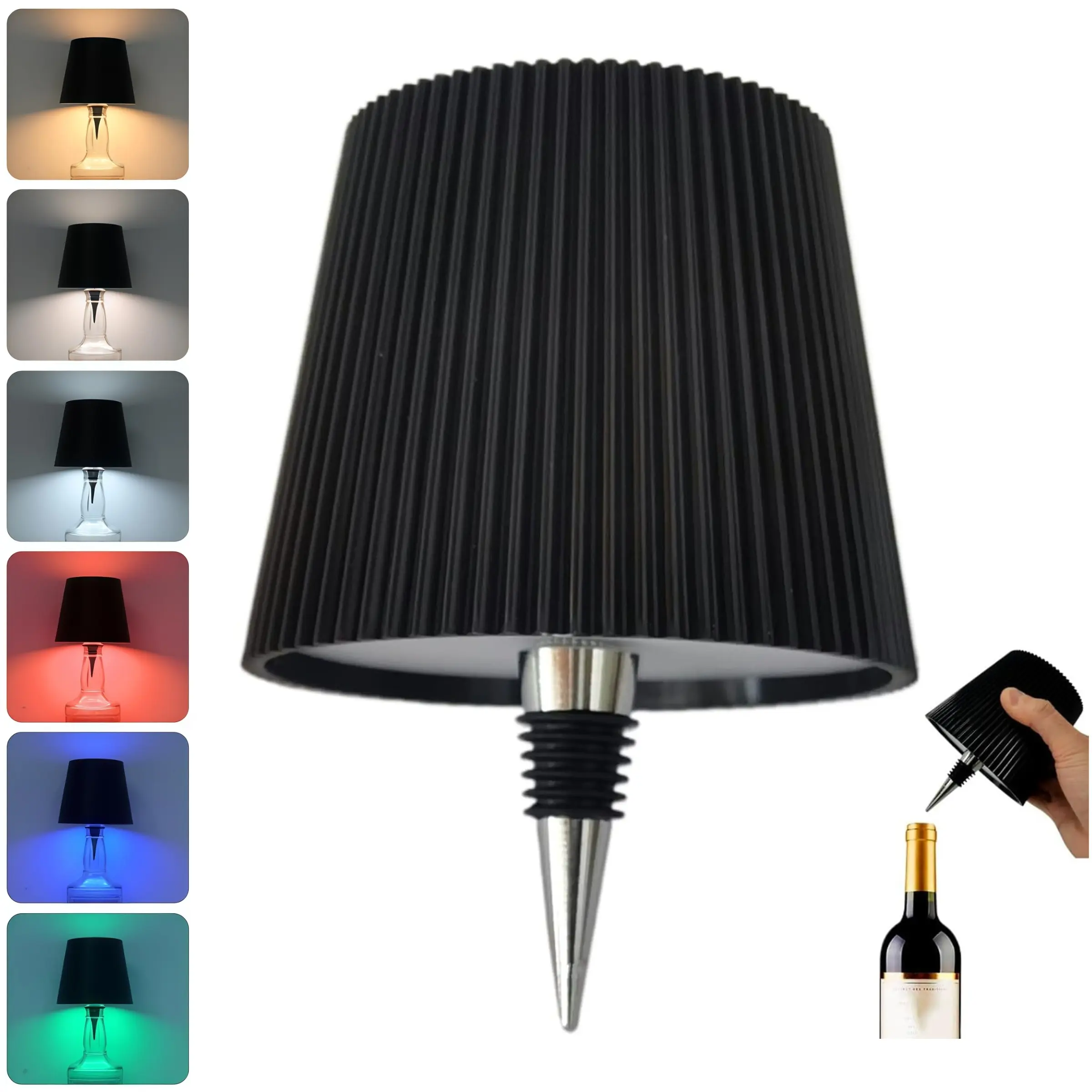 Touch Cordless Wine Bottle Lamp, LedAtmosphere Lights, 3 Colors and SteplessDimming, RGB and 2 Color Changing Modes, USBRechargeable Table Lamp, Suitable for Bars,Restaurants, Bedrooms and Camping, HomeDecor Light, Ambient Decor Lighting