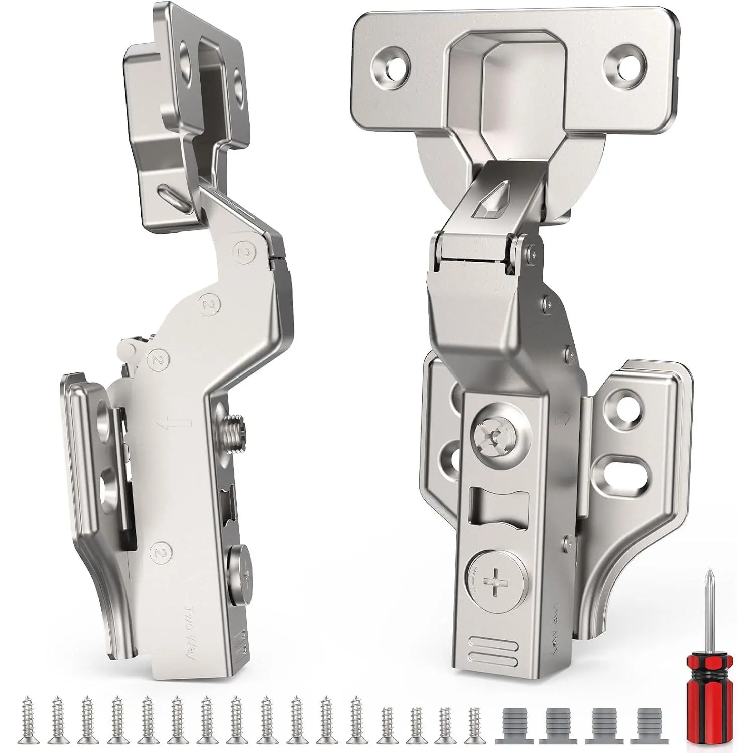 4 Pack Frameless Inset Soft Close Cabinet Hinges Clip ,  Adjustable European Cabinet Door Hinge, Self Close Hinge for Kitchen Cabinets, 45~110° Open Angle