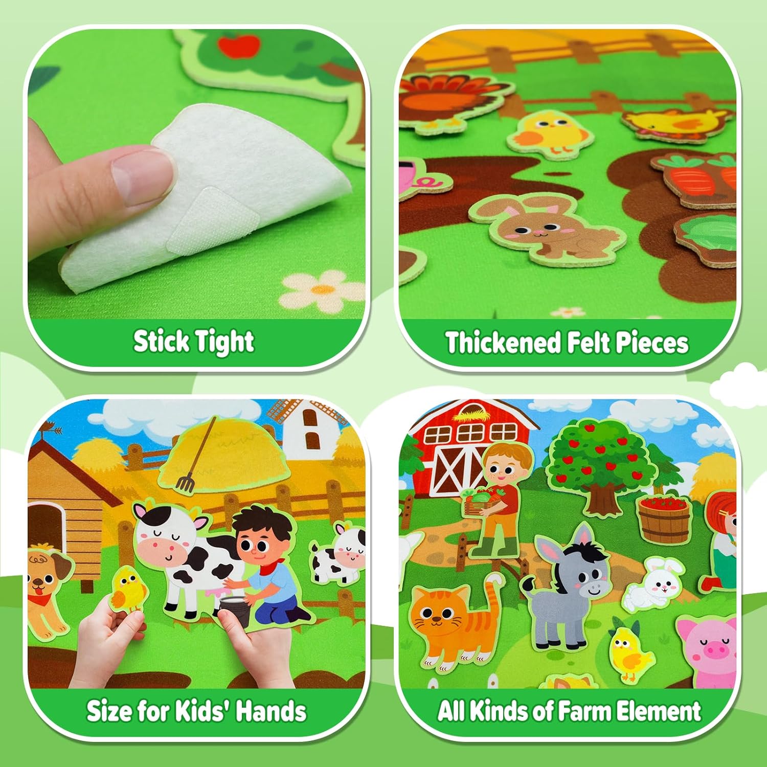 Farm Animal Felt Story Board Set, Sensory Activity Board, 1 Set Preschool Farmhouse Barnyard-Themed Story Kit, Early Learning Interactive Play Set for Kids