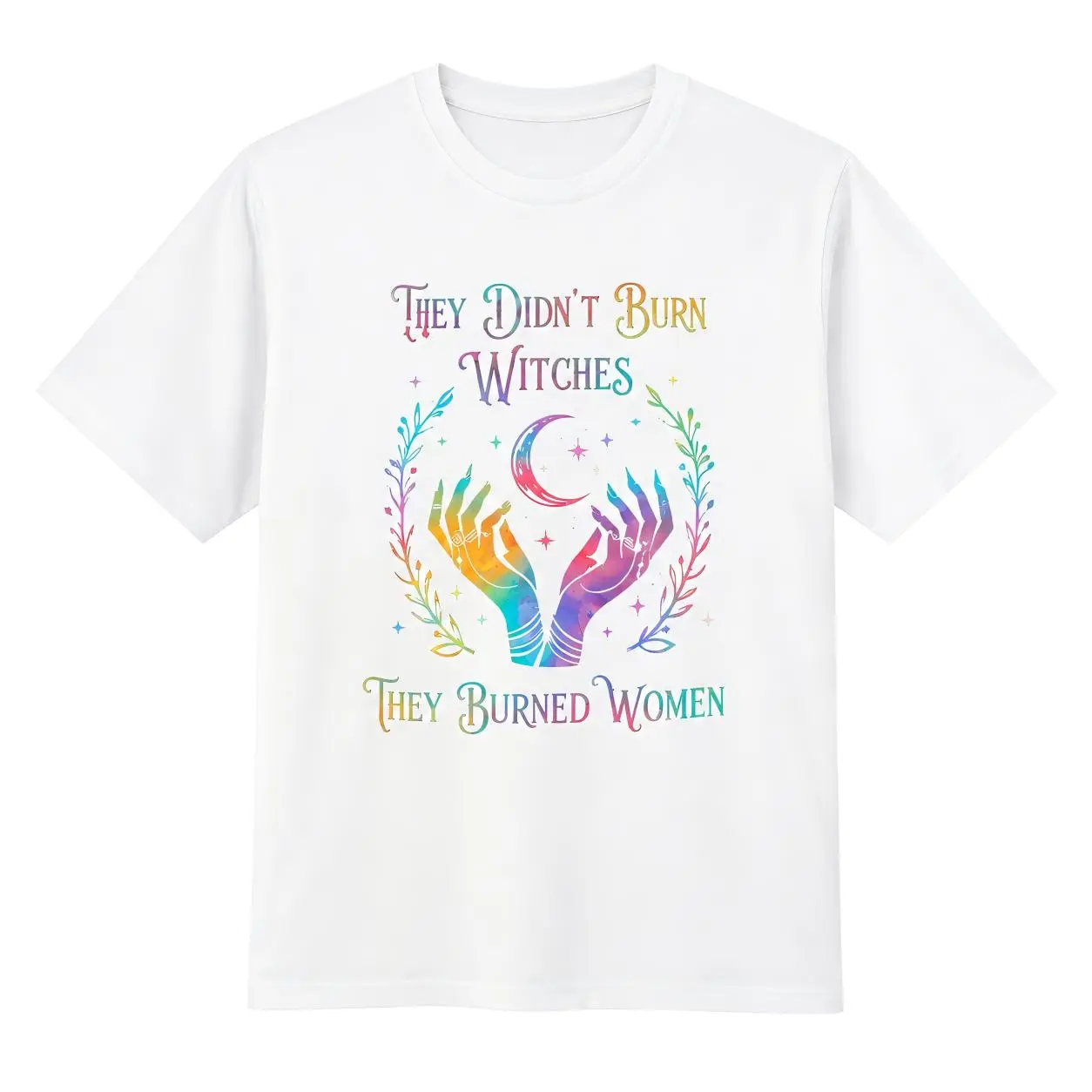 They Didn't Burn Witches Shirt Women Feminist Graphic Tee Plus Size Mystical Moon Top