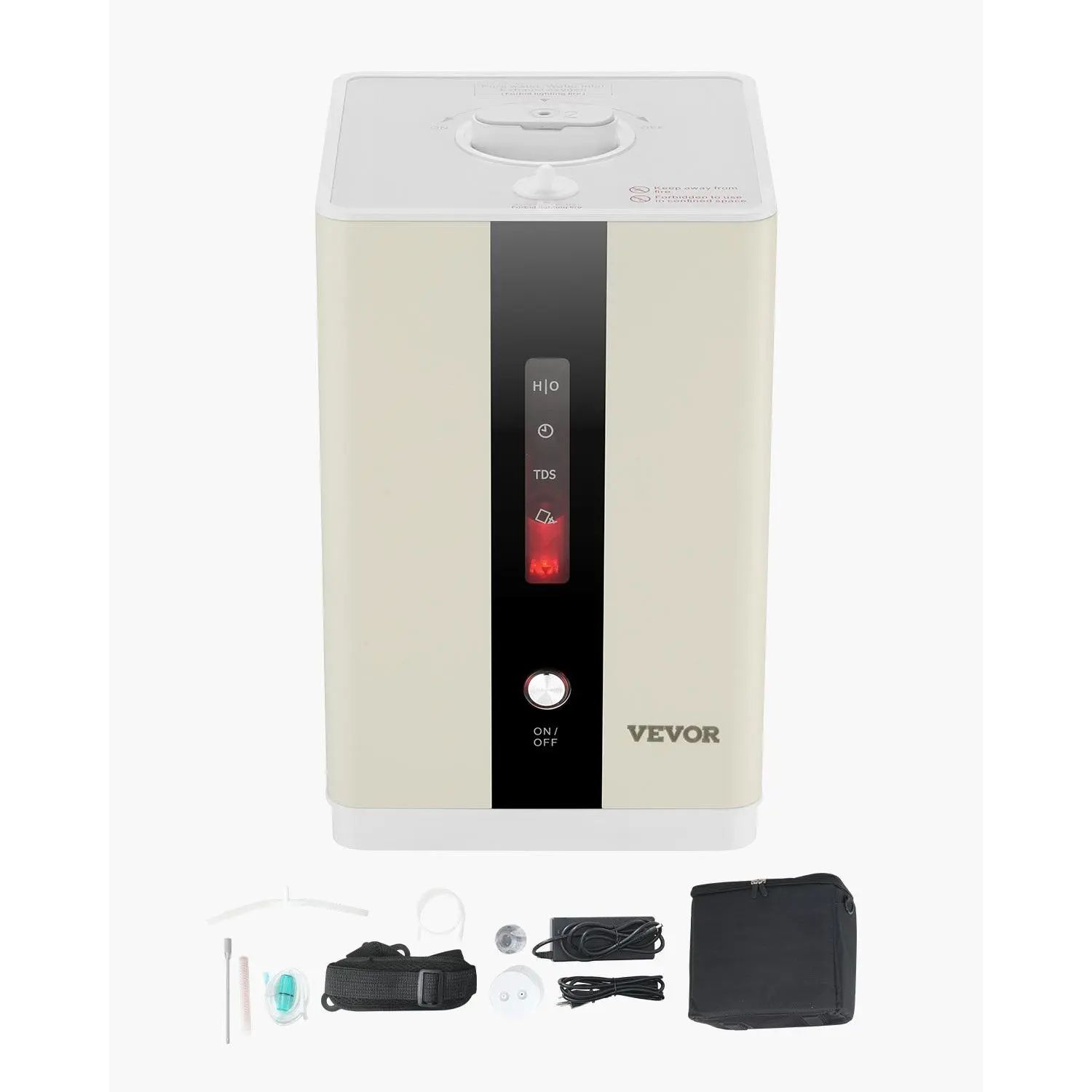 VEVOR Hydrogen Inhalation Machine, 99.99 High Purity Hydrogen Inhaler, HO-Separated 225ml/min (150 H+75 O) Dual Port Hydrogen Oxygen Inhaler, Hydrogen-Rich Water Generator for Home Travel