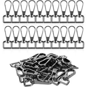 20 Pcs Metal Swivel Lobster Clasp Hooks, D Rings Purse Hardware for Bag Making, Purse Strap Hardware Push Gate Snap Hooks Trigger Clips for DIY Crafts Keychain Purse Handbag Making (Black,1/2 Inch)