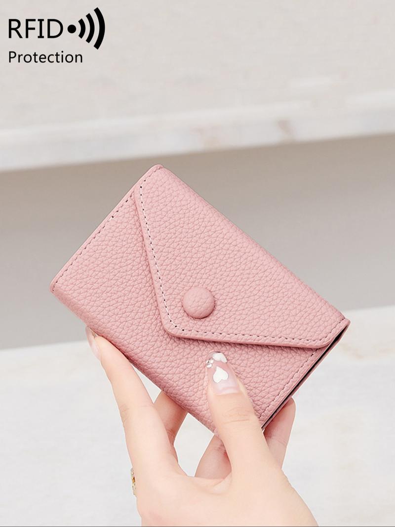 Simple Plain Color Card Holder, Casual Versatile Mini RFID Blocking Credit Card Holder for Men and Women, Lightweight Portable Minimalist PU Leather Solid Color Coin Small Wallet Card Holder