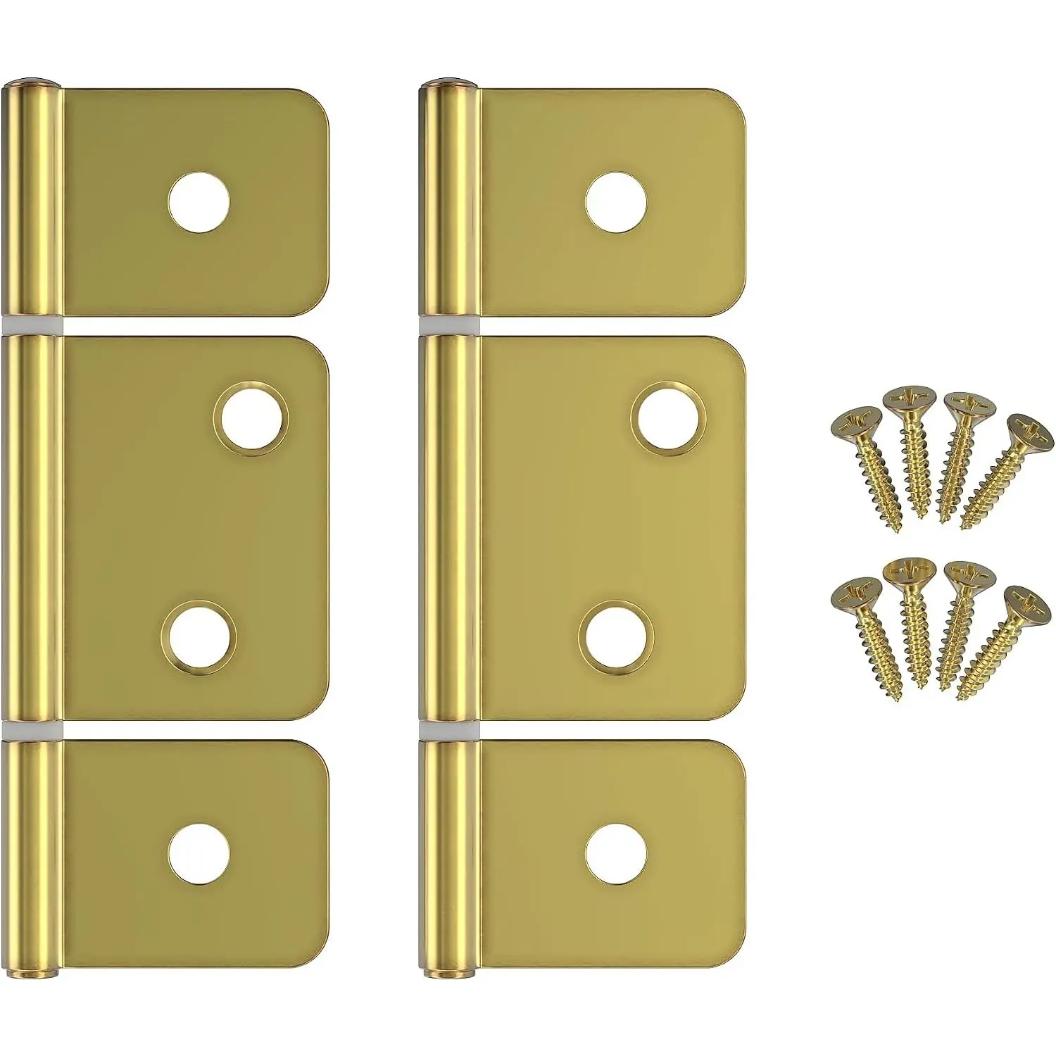 3-1/2" Brass 3-Leaf Flag Hinges - Pack of 2 - Non-Mortise Hinges for Bi-Fold, Shutter and Cabinet Doors in Mobile Homes, Campers,  - Furniture  - NH8-SB