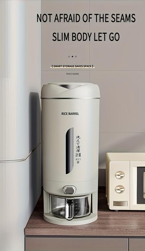 1 Pc Large Capacity Automatic Rice Dispenser, Food Grade Plastic Moisture-Proof Insect-Proof Sealed Tank, One‑Key Quantitative Rice Output, Home Kitchen Countertop Grain Storage