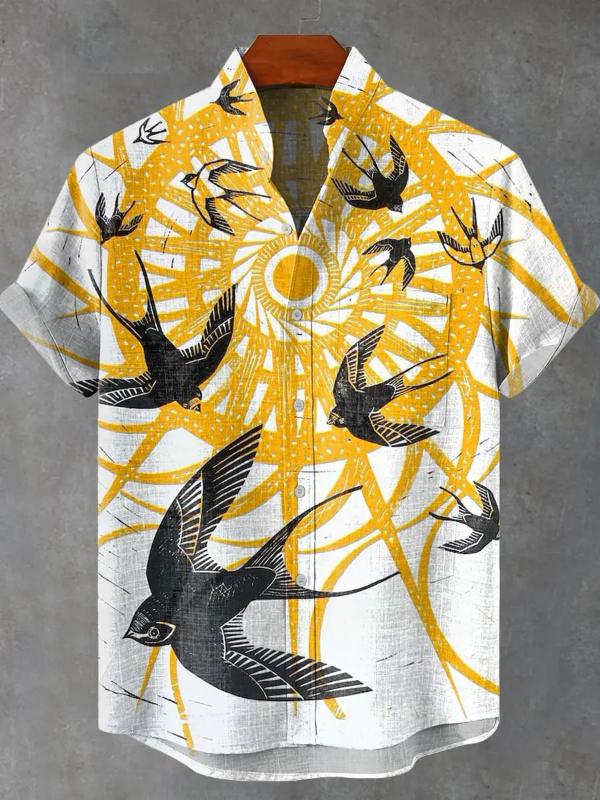 Kyn Apparel Men's Short Sleeve Summer Shirt Fishing Fans Fashion Clothing Fish Print Comfortable Linen Fabric Top New Collection