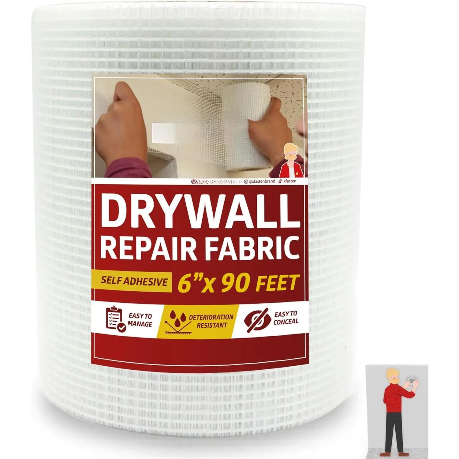 Drywall Tape Self Adhesive (3-Pack 270ft ) Heavy-duty Fiberglass Drywall Mesh Tape for Dry Wall Repair, Joint Mesh Sealer, Patch Holes, and Sheetrock Seam  Cracks - 2-Inch x 90-