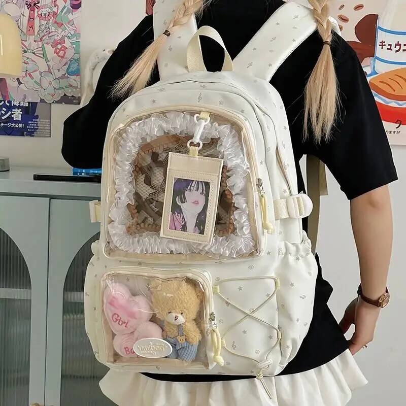 New Y2K Cute Ita Backpack Large Capacity Commute Rucksack Girl Transparent DIY Display Knapsack Outdoor Fashion Travel Schoolbag