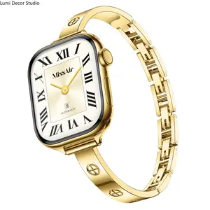Women's 316L Stainless Steel Slim Crosslet Watch Bracelet Compatible with Series 1-11, SE and Ultra Models, Adjustable Metal Band Featuring Sleek Jewelry Design