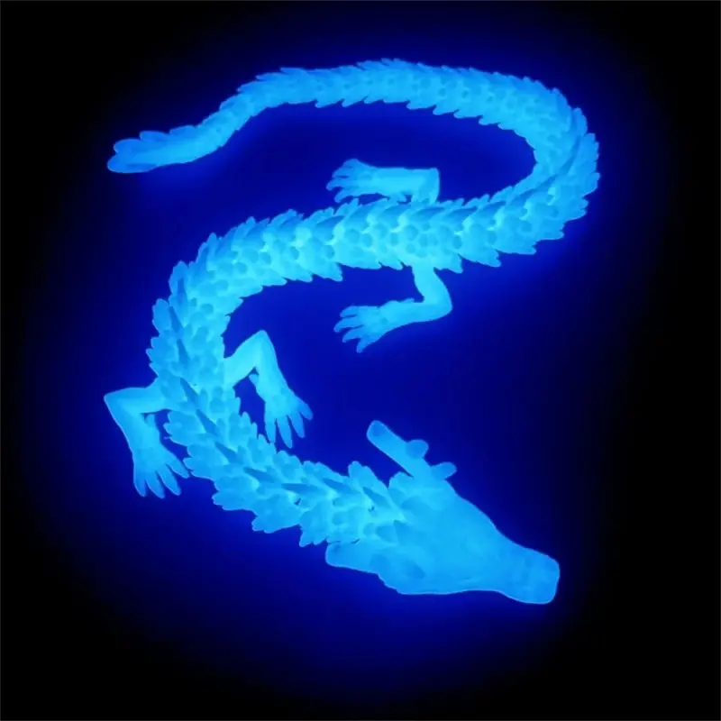 Luminous 3D Printed Dragon Figures Decor Toy Multi-Jointed Movable Articulated Dragon Toy for Home Car Tabletop Ornament