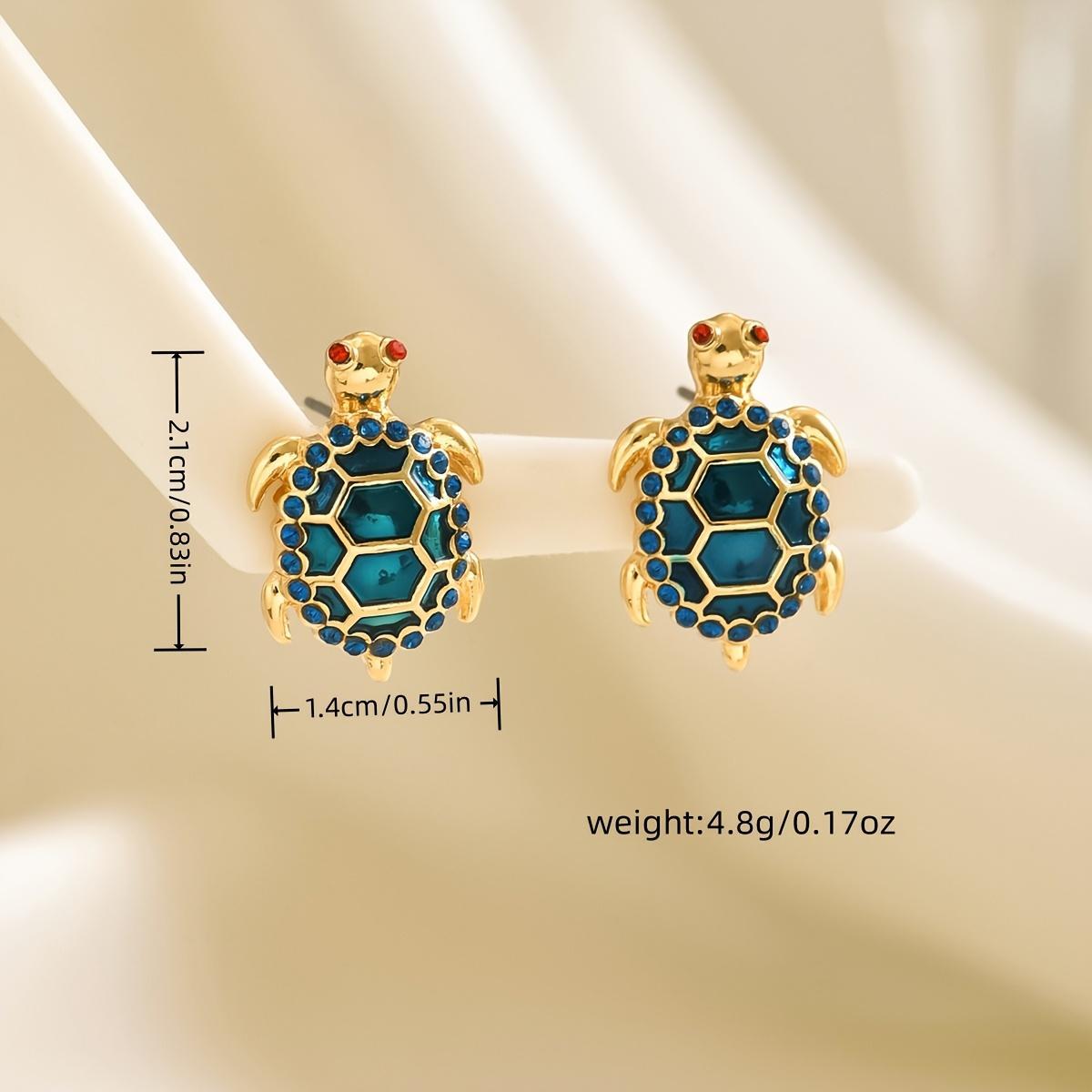 Elegant Adorable Turtle Earrings | Colorful Sparkling Rhinestone Bohemian Turtle Studs, Fashion Jewelry for Parties, Proms, Music Festivals & Holiday Celebrations