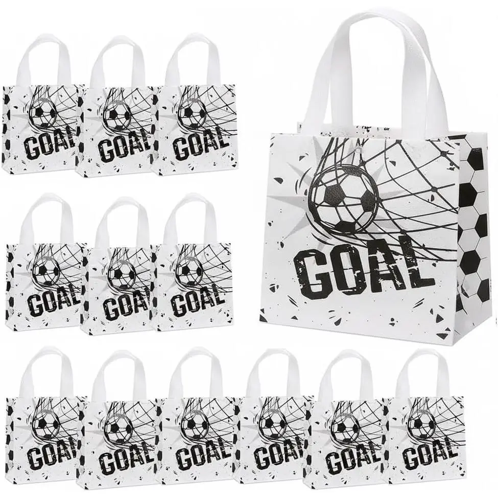 12 Pack Soccer Goodie Bags ,  Party Favors Bags for  with Handles, Soccer Theme  Bags for Birthday Party Decorations,  Events, Team Gifts, Snacks, Toys &  for Boys & Girls (2)