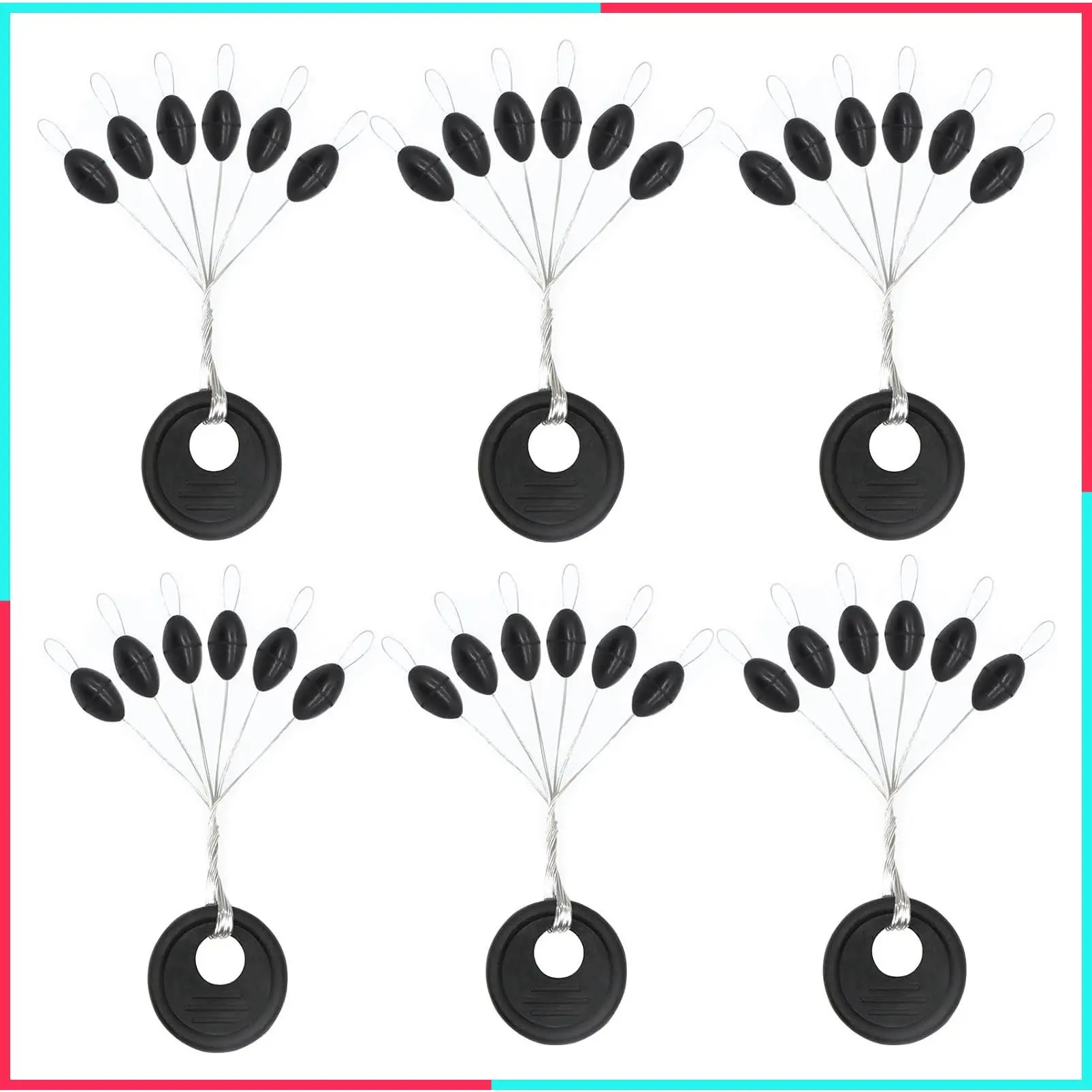 720Pcs Rubber Bobber Stoppers, 6 in 1 Oval Sinker Stops L/M/S, Depth Marker for Freshwater & Saltwater Casting Fishing