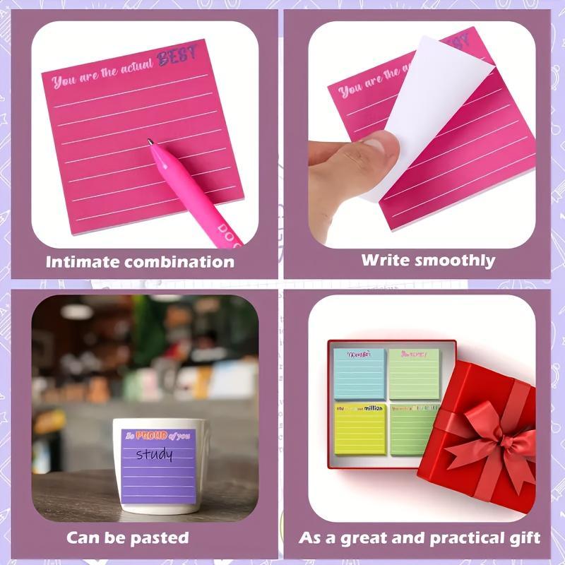 Inspirational 3x3" Sticky Notes - Encouraging & Motivational Message Pads - Perfect Appreciation Gift for Friends, Colleagues, Family, School & Office Use