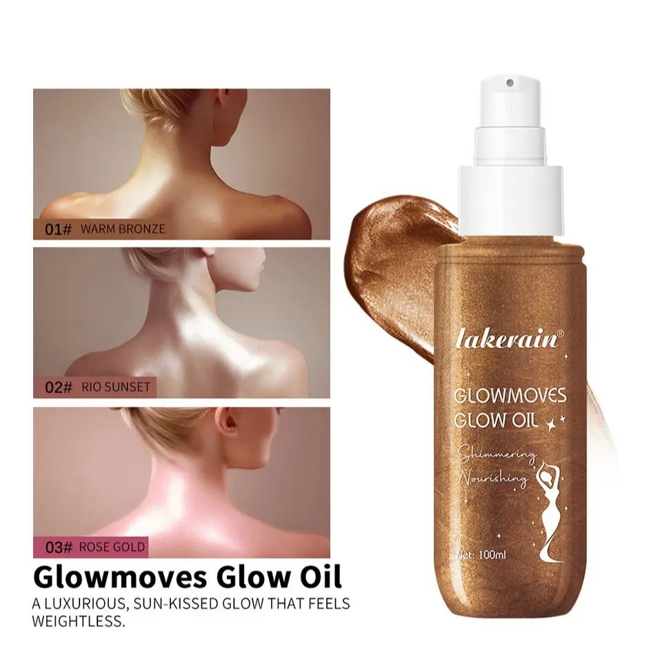 1Pcs Women's Liquid Highlighter Body Oil, Full-Body Glitter Shine, Party Makeup Enhancer, High-Shine Glow Boost, Radiant, Perfect for Evening