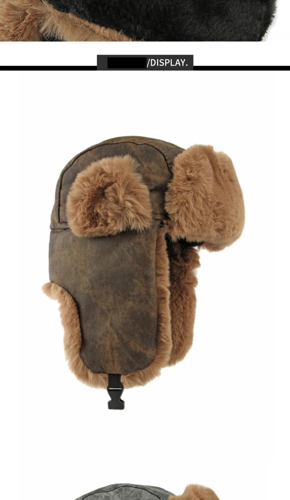 HT4983 Russian Hat Thick Warm Winter Hats for Men Women Fluffy Fur Russian Hat Male Female Ski Earflap Cap Windproof Bomber Hat