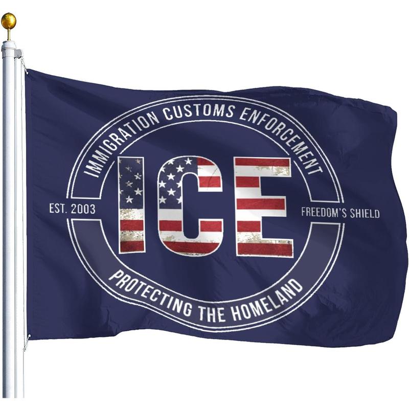 Stand With ICES 35x59 Inch Flag - US Immigration and Customs Enforcement Support Banner, Heavy Duty Polyester Fade Resistant for Outdoor Patriotic Display | Defend Our Borders Homeland Security Flag ICE Flag