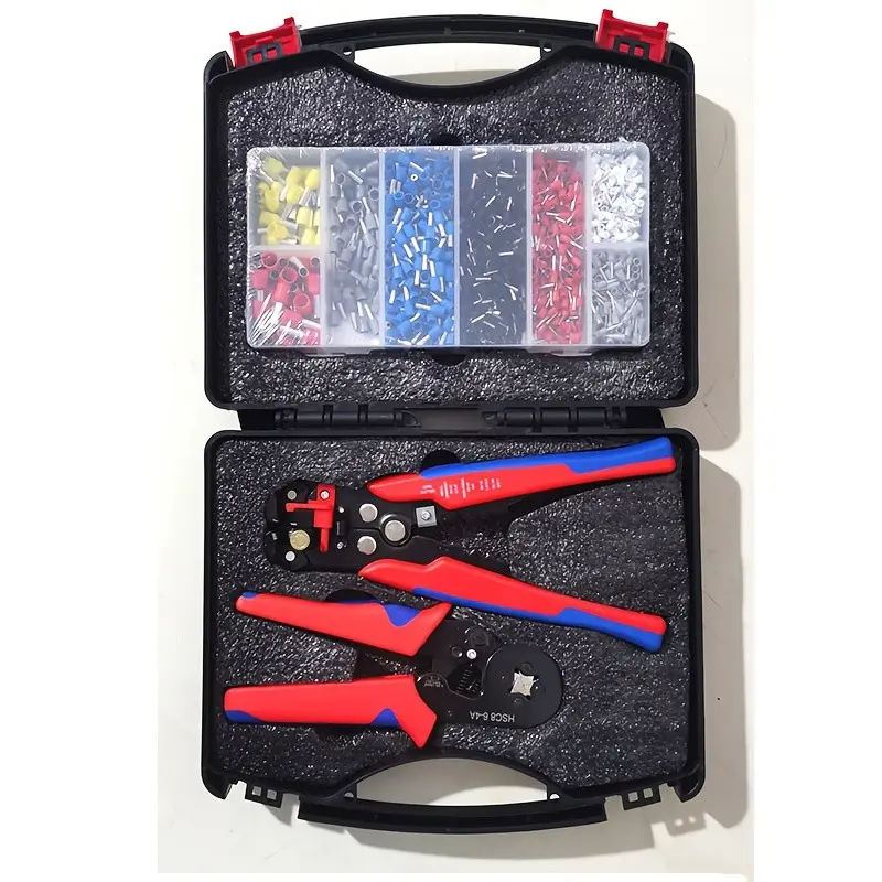 Cable Crimping Tool Kit with Dual Pliers, Versatile Solution Includes 1200 Ve Terminal Blocks, Hsc86-4a Crimper, Stripping Plier, Electrical Wiring Set