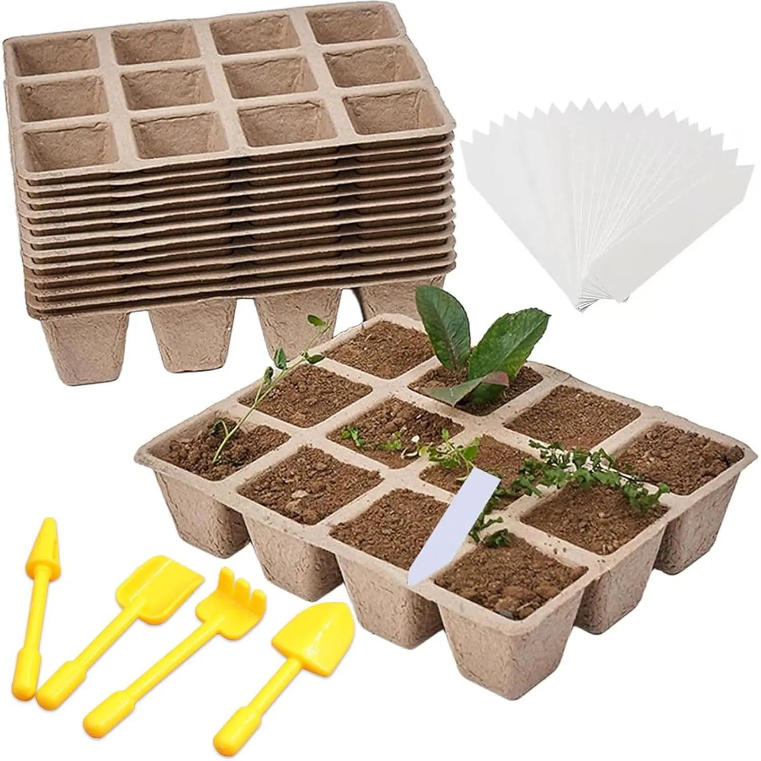 12 Packs Seedling Starter Trays, 144 Cells | , Seed Germination Trays,  Starter Peat Pots, For Seedlings