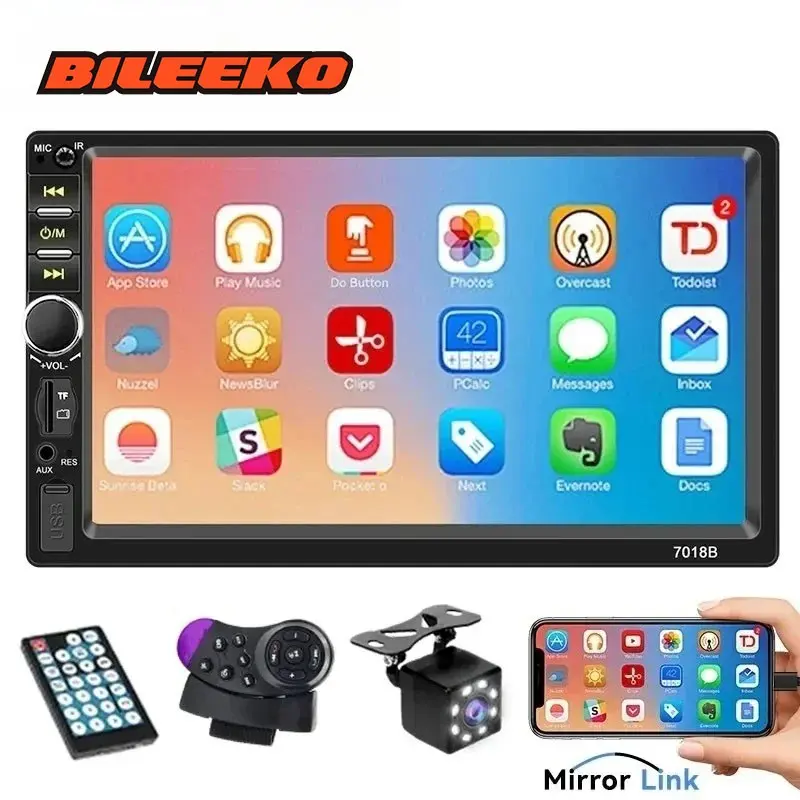 7 Inch Car Mp5 Player, Car Video Player, Bluetooth-compatible Hands-Free, Fm Radio, Rear Camera, Phone Screen Mirroring, Multimedia Entertainment System