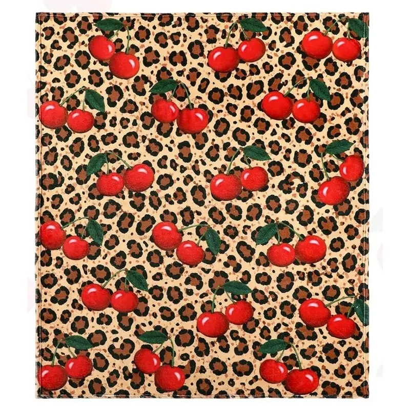 1PC Cheetah Cherry Blanket Flannel Leopard Blanket for Sofa Red Cherry Brown Cheetah Print Decoration Soft Gift for Women Bed Sofa Birthday Party Room Decor