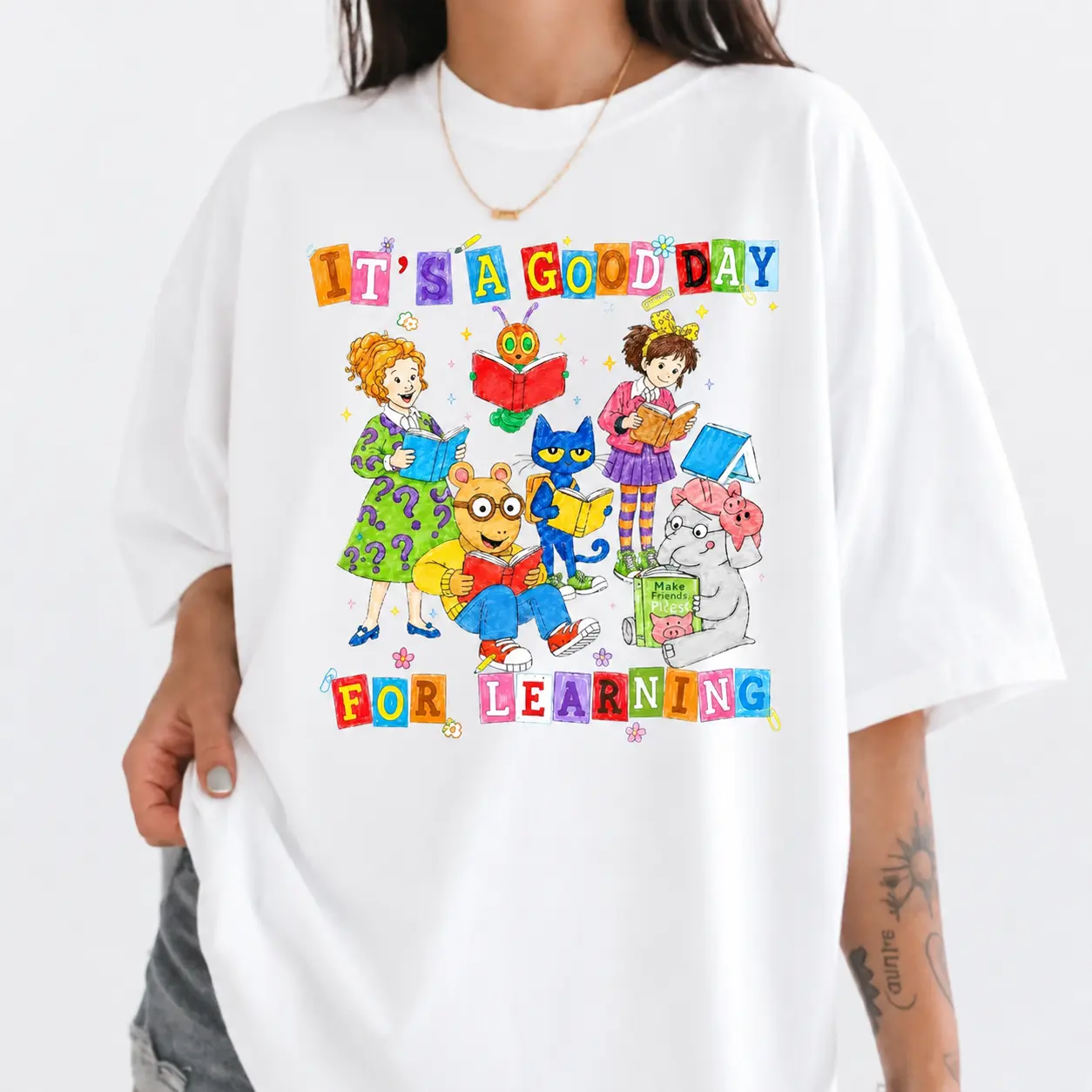 Elementary Teacher T-shirt, Cute Storybook Characters Dtf Graphic, Vintage Classroom Kindergarten Shirt