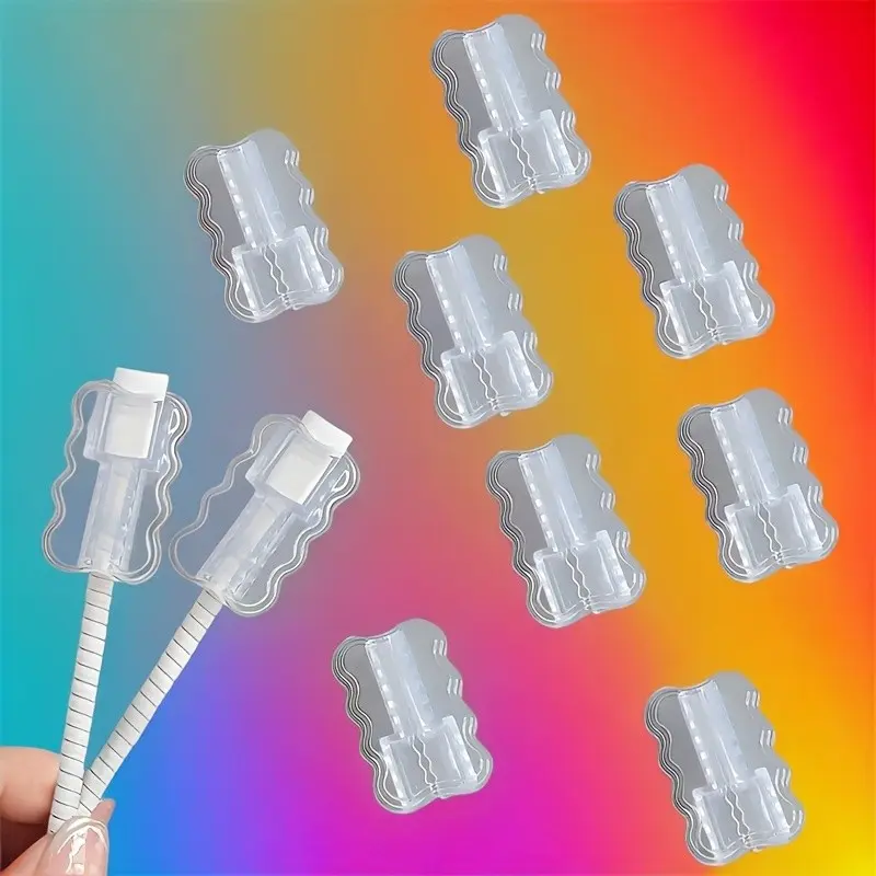 10-Pack Transparent Cable Protectors for iPhone, Android, USB-C/lightning, Anti-Tangle, Durable Plastic, Ideal Gift for Tech Enthusiasts